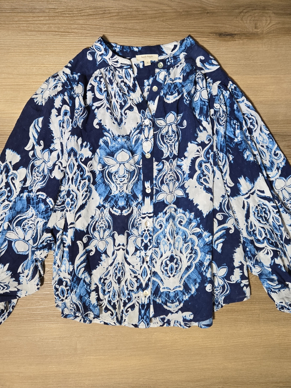 Haute Hippie Navy & White Floral Button-Up Blouse